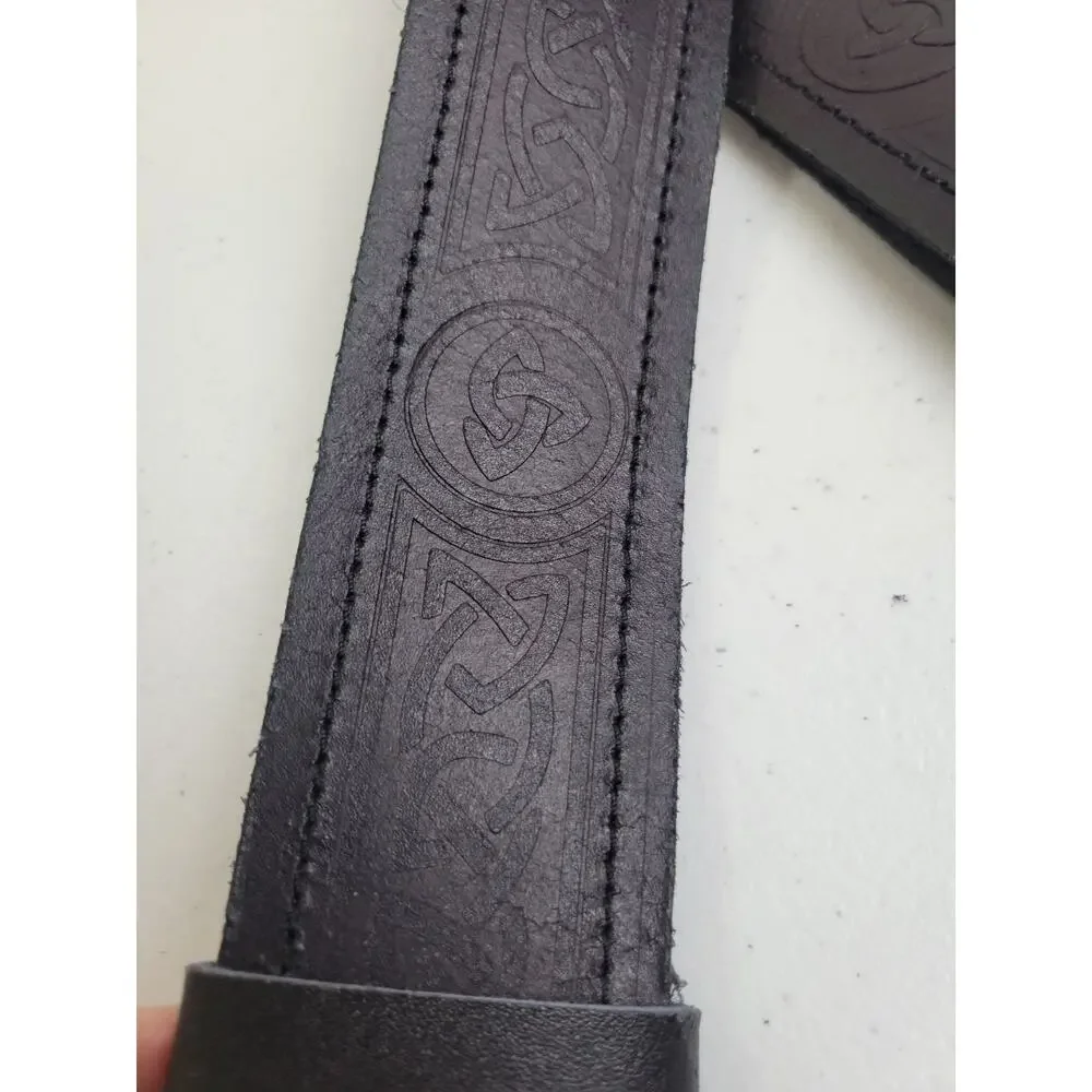 Scottish Highland Belt Kilt‎ XXL Leather Black Brown Embossed Without Buckle